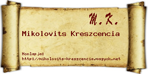 Mikolovits Kreszcencia névjegykártya